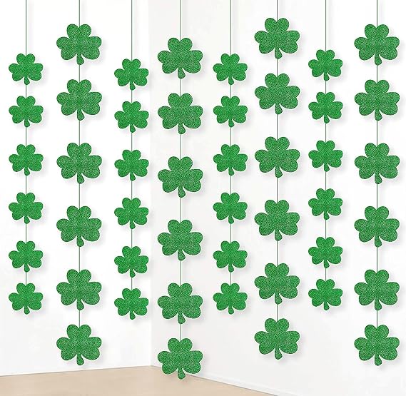 12PCS St. Patricks Day Shamrock Decorations - Lucky One Birthday Hanging Garland Irish Party Ornaments