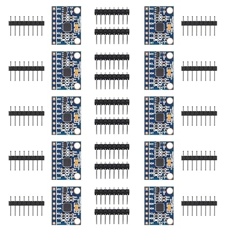 ACEIRMC 10pcs GY-521 MPU-6050 MPU6050 3 Axis Accelerometer Gyroscope Module 6 DOF 6-axis Accelerometer Gyroscope Sensor Module 16 Bit AD Converter Data Output IIC I2C for Arduino