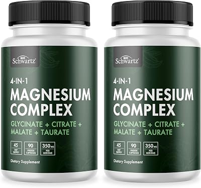 BioSchwartz Magnesium Complex Supplement 2 Pack 350mg Magnesium Glycinate Citrate Malate and Taurate Per Serving for Healthy Nerves Muscles Heart Sleep Support Vegan, Gluten-Free, Non-GMO