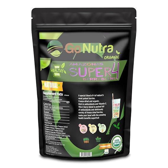 Go Nutra Organic Freeze Dried Acai Berry Blend, Superfood Mix, 8 oz