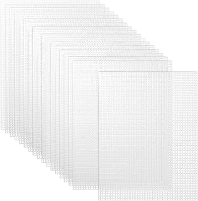 Caydo 18 Pieces 7 Count Plastic Canvas Sheets, 7 CT Clear Plastic Mesh for Cross Stitching, Making Jewelry Organizer, Knit Crochet Projects 10.5 x 13.5 Inch
