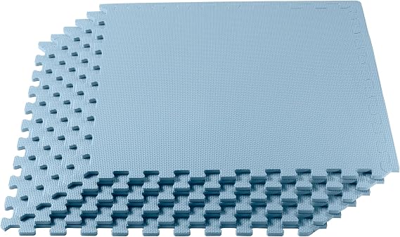 We Sell Mats 3/8 Inch Thick Multipurpose Exercise Floor Mat with EVA Foam, Interlocking Tiles, Anti-Fatigue for Home or Gym, 24 in x 24
