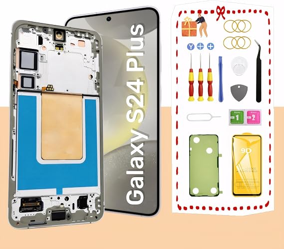 AMOLED Original Screen for Samsung Galaxy S24 Plus LCD Screen Replacement for Samsung Galaxy S24+ Plus 5G Touch Digitizer Display Screen Assembly with Frame S926U 6.7 inch US Version (Marble Gray)
