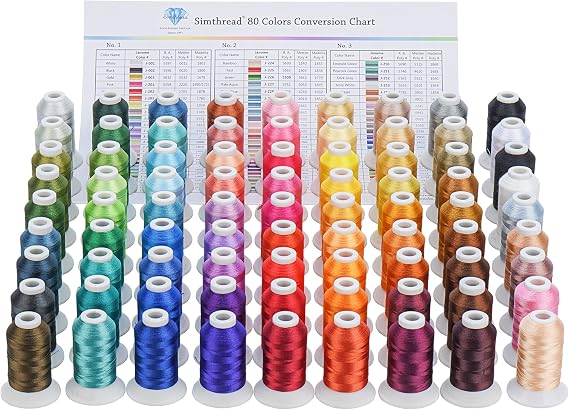 Simthread Polyester Embroidery Thread, 80 Spools Embroidery Machine Threads