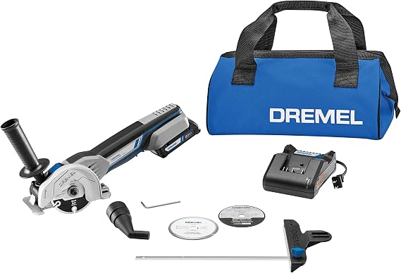 Dremel US20V-01 Compact Circular Saw Tool Kit with (1) 20V Battery, (3) Cutting Wheels & Storage Bag - 15,000 RPM - Ideal for Flush Cutting, Plunge Cutting and Surface Preparation | 20V battery, three cutting wheels, storage bag, 15,000 RPM