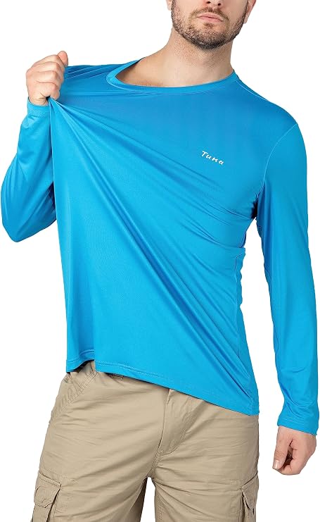 Men's Fishing UV UPF 50+ Sun Protection Quick-Dry Anti-Static Hiking Outdoor Long Sleeve Soild Sport Running T-Shirts