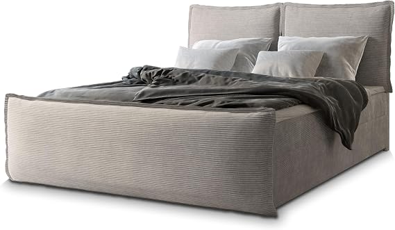 Masseno Monta Box Spring Bed 160 x 200 cm Complete Set with Mattress and Topper Upholstered Bed with Two Bed Boxes Beige Lincoln 83