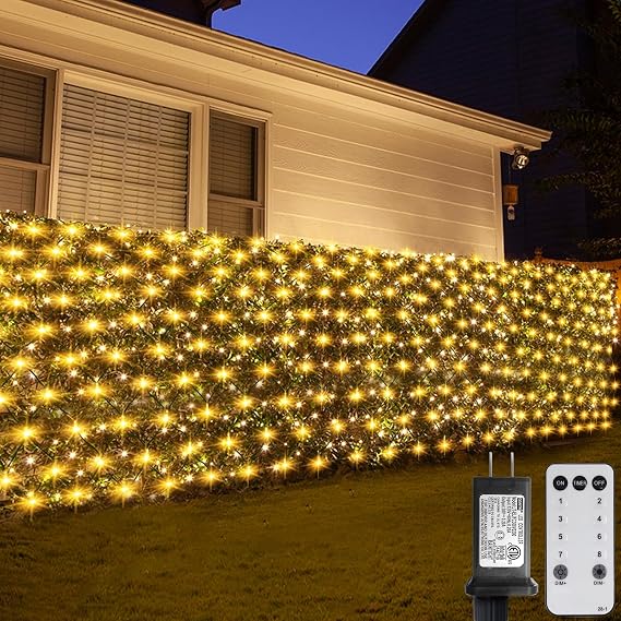 600 LED 20x6.6ft Net Lights Outdoor Mesh Lights with Remote Timer 8 Modes