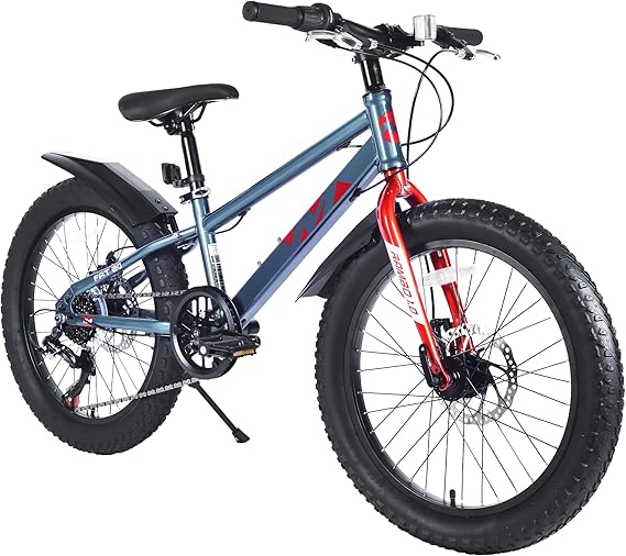 Fat Tire Mountain Bike 20-Inch Bicycle with 3-Inch Wide Knobby Tires,High Carbon Steel Frame, 7 Speed Shifting Syetem&Dual-Disc Brake Fat Tire Bike/Beach and Snow Bicycle