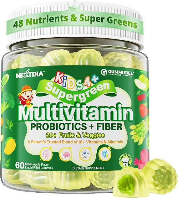 Kids Multivitamin Gummies, 20+ Fruit Veggies Super Greens Gummies for Kids