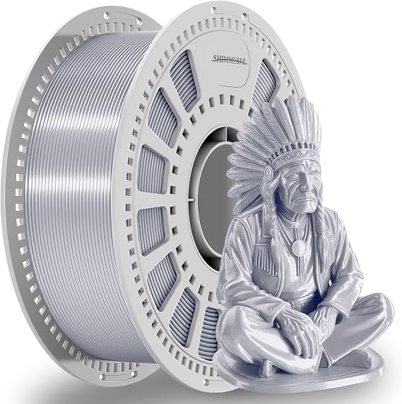 Silver Silk PLA Filament 1.75mm +/-0.03mm 3D Printer 1kg