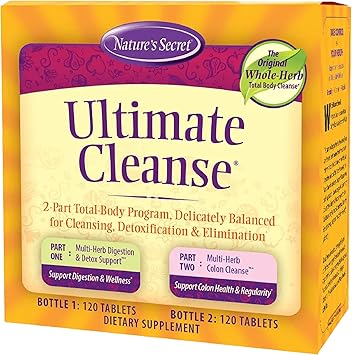 Nature's Secret Ultimate Cleanse - 2-Part Total Body Program for Balanced Body Cleansing, Detoxification & Elimination - Multi-Herb Digestion & Multi-Herb Colon Cleanse Supplements - 240 Tablets