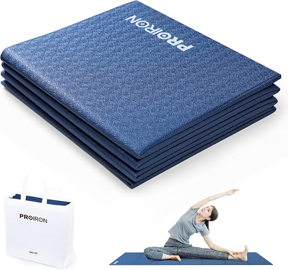 PROIRON Travel Yoga Mat Foldable 4mm/6mm, Folding Exercise Mat Non Slip TPE Yoga Matt for Women Gym Home, Pilates, Workout, Fitness, Stretching, Lightweight Small Portable Excercise Mat