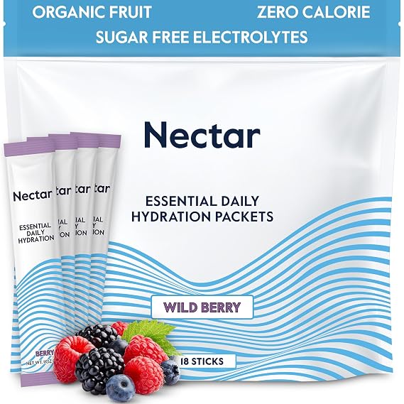 Nectar Hydration Packets - Electrolytes Powder Packets - No Sugar or Calories - Organic Fruit Liquid Daily IV Electrolytes Powder for Dehydration Relief & Rapid Rehydration (Watermelon 18 Pack)