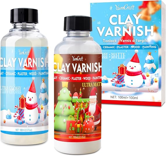 Air Dry Clay Glaze 7oz Gloss & Matte, Waterproof Clay Varnish for Pottery