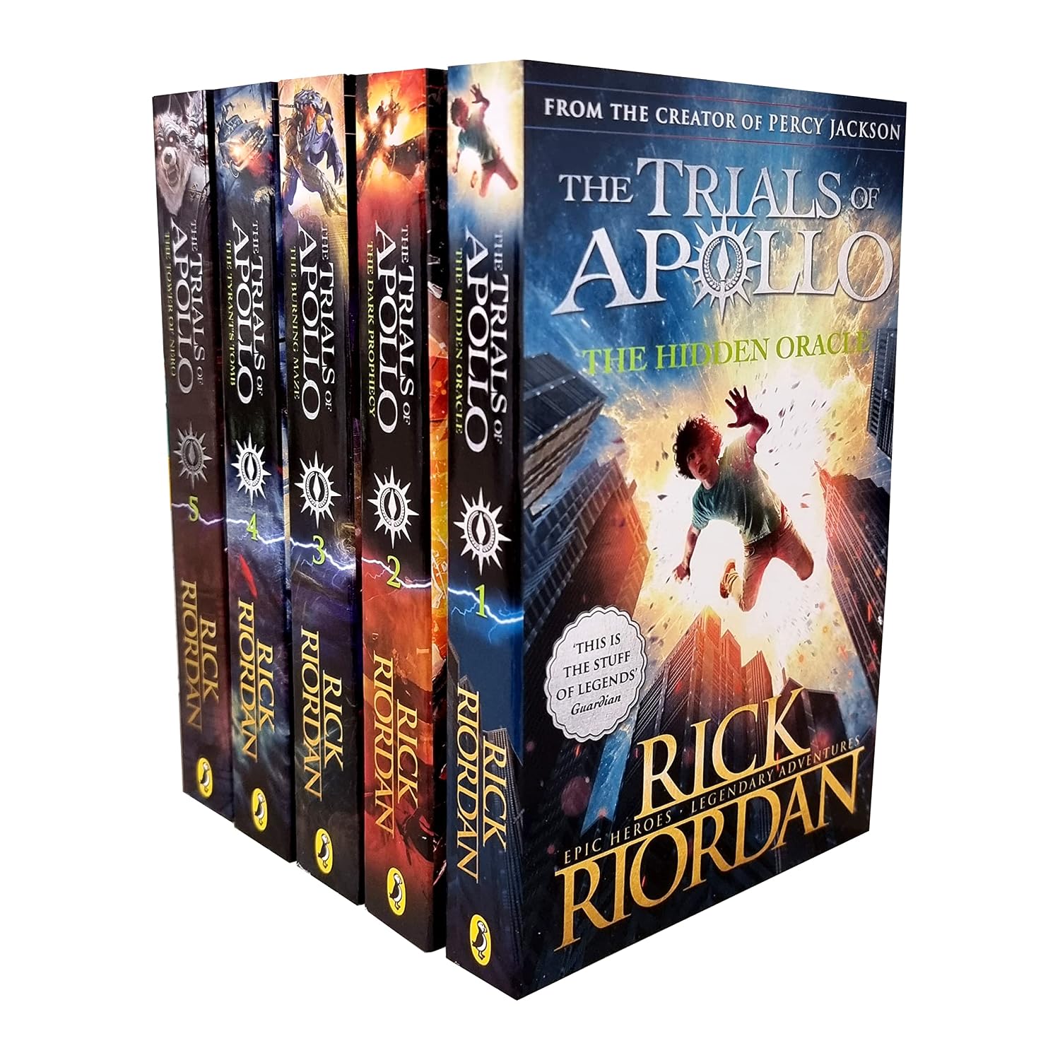 Rick Riordan Trials of Apollo Collection 5 Books Set The Hidden Oracle, The Dark Prophecy, The Burning Maze, The Tyrant’s Tomb & The Tower of Nero Paperback – 1 Jan. 2022