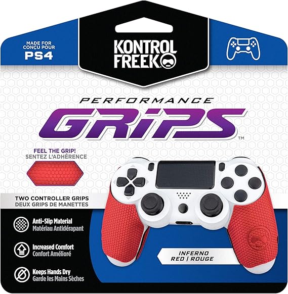 KontrolFreek Performance Grips for PlayStation 4 (PS4) Controller (Inferno Red)