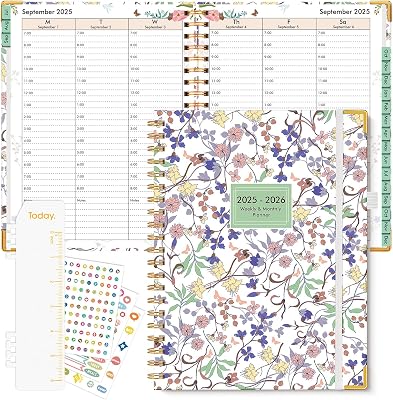 2025-2026 Appointment Book, Hardcover Planner 15 Months Weekly and Monthly October 2025 - December 2026, 8.5x11 Daily Hourly Planner 60-Minute time Slots, Spiral Calendar Schedule Book for Work School Teacher Student, Purple Floral