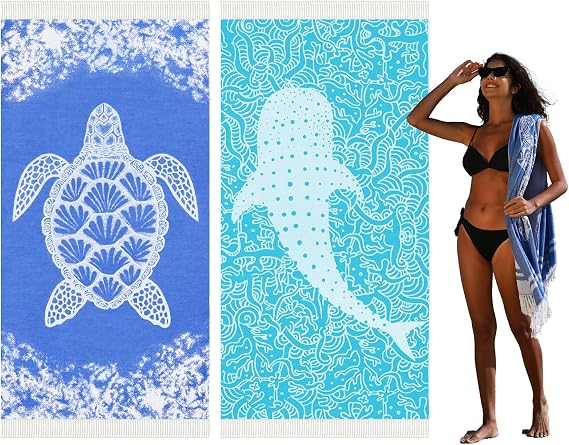 Widdonen Turkish Beach Towel,Extra Large 79x36,2 Pack,Quick Dry,Compact