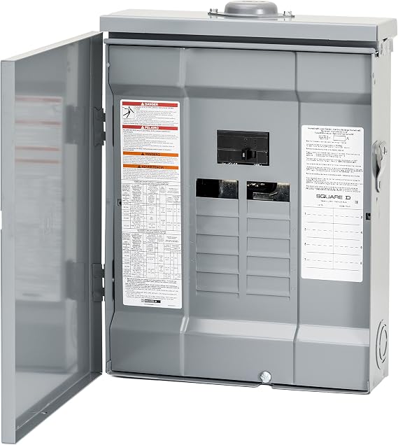 Square D - HOM816M125PRB Homeline 125-Amp 8-Space 16-Circuit Outdoor Main Breaker Load Center with Cover Plug-on Neutral Ready