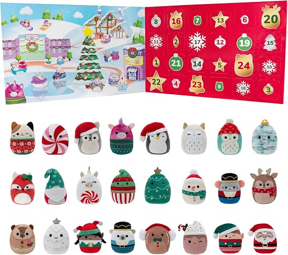 Squishville by The Original Squishmallows Holiday Calendar - 24 Exclusive 2 Festive Squishmallows - Seasonal Toys for Kids and Preschoolers - Ages 3+