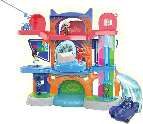 PJ Masks Deluxe Headquarters Playset with Lights and Sounds, 3" Catboy Figure, Pretend Play, Kids Toys for Ages 3 Up, by Just Play