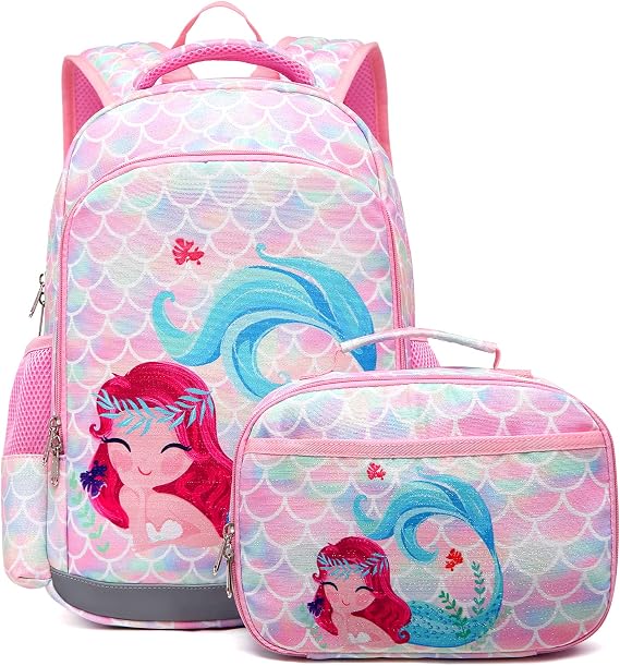 JIANYA Girls Backpack, Kids Backpacks for School Kindergarten Girls Backpack with Lunch Box & Chest Strap