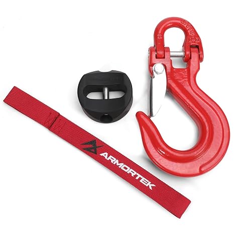 Winch Hook Kit Red Hook Kit for 9/16" Rope - Rated 35200lbs - Heavy-Duty Black Hook, a Reliable Rope Stopper