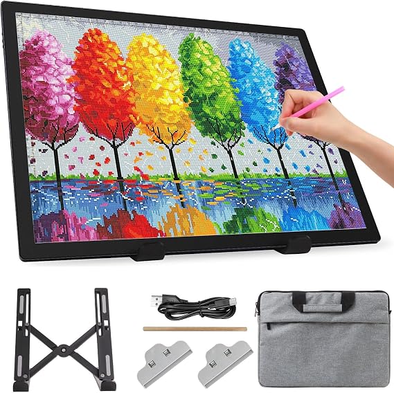 Zocelight Light Box A3 with Bag/Stand,3000mAh Battery,Rechargeable led Light pad,3 Colors dimmable and 6 Brightness dimming Light Table for Diamond Painting,Drawing,Sketching,Tattoo,Vinyl Weeding