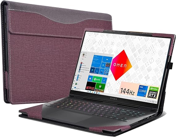 Laptop Cover for HP OMEN 16 16.1"(16t-k000/ 16t-b100/16-n0797nr/16zn000/16-k0797nr/16zn000) PU Leather Detachable Cover (16.1-Wine red)