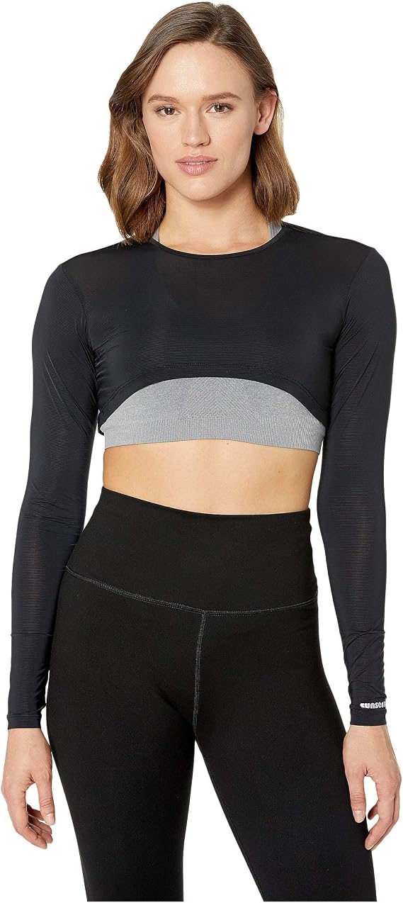 Jamie Sadock Women's Sunsense 35 SPF Lightweight Long Sleeve Crew Neck Crop Layering Top