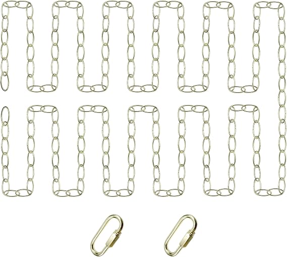 20 Ft Brass Light Fixture Chain, Plant Hanging Chain | with Connection Locks for Hanging Lamp, Chandelier, Pendant, Lantern, Swag Lamp, Flower/Fruit Basket