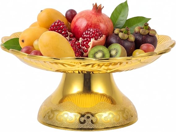 Alipis Lotus Offering Plate 6.88 Inch Raised Edge Temple Fruit Tray Buddhist Offering Plate for Home Altar Fruit Bowl for Ceremony Decorative Food Serving Dish
