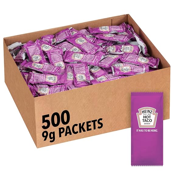 Heinz Hot Taco Sauce, 500 per Case, Single Serve 9 gm. Packets