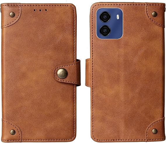 Flip Genuine Premium Leather Phone Gel Case for BLU G35 6.5" Back Cover Skin Etui Protective Protector Wallet Pouch Shell Bumper (Brown)