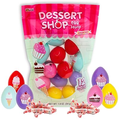 Dessert Shop Smarties Filled Plastic Easter Eggs, 2.1 Ounce, 12 Count