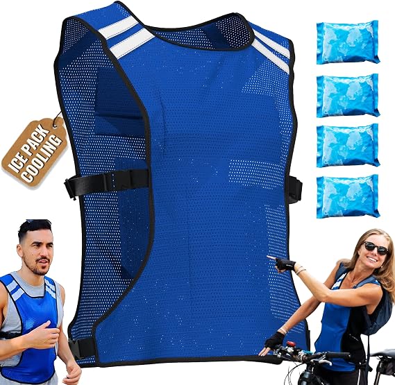 Cooling Vest with 8 Ice Packs - Heat Relief Vest for Men & Women