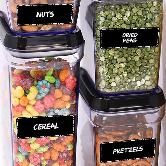 Lovable Labels Pre-Printed Chalkboard Pantry Labels - 288 Dishwasher Safe Pantry Container Labels Help Keep Your Pantry Storage Bins Containers Jars Bottles Canisters Organized (Dash & Dot Design)