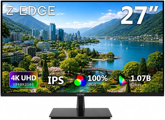 Z-Edge 27-inch 4K Monitor IPS Ultra HD 3840x2160, Computer PC Gaming