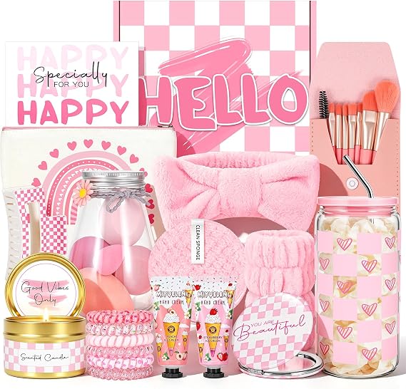 Gifts for Teen Girls, Teen Girl Gifts Trendy Stuff, Birthday Gift Basket for Women, Teens Tween Gift Box Set for Her, Sister, Friend, Sweet 16th 18th 21st Bday Graduation Ceremony Present (Pink)