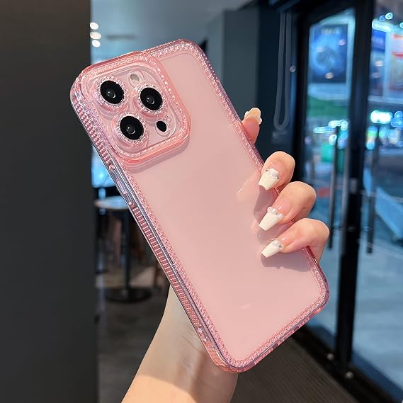 ZTOFERA Designed for iPhone 13 Pro 6.1 inch,Sparkly Cute Clear Case for Women Girls,Glitter Bling Flexible Soft TPU Silicone Bumper Protective Cover for iPhone 13 Pro,Pink