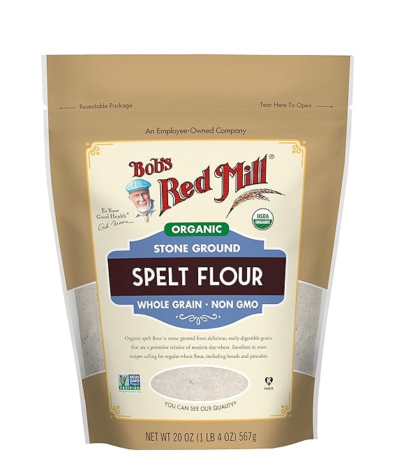 Bob's Red Mill Organic Spelt Flour, 20oz (Pack of 1) - Non GMO, Whole Grain, Vegan, Kosher