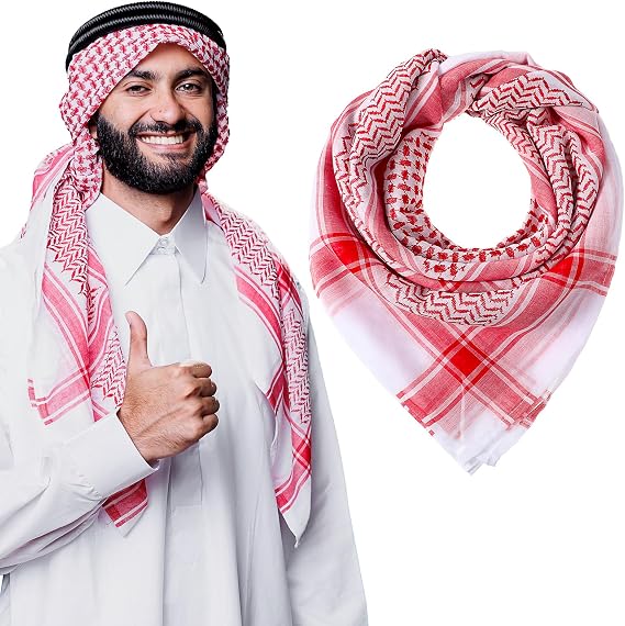 Arab Shemagh Turban, Keffiyeh Arab Head Scarf, Palestine Scarf Muslim Head Scarf Desert Scarf Neck Head Wrap Keffiyeh Dubai Headwear for Men Women