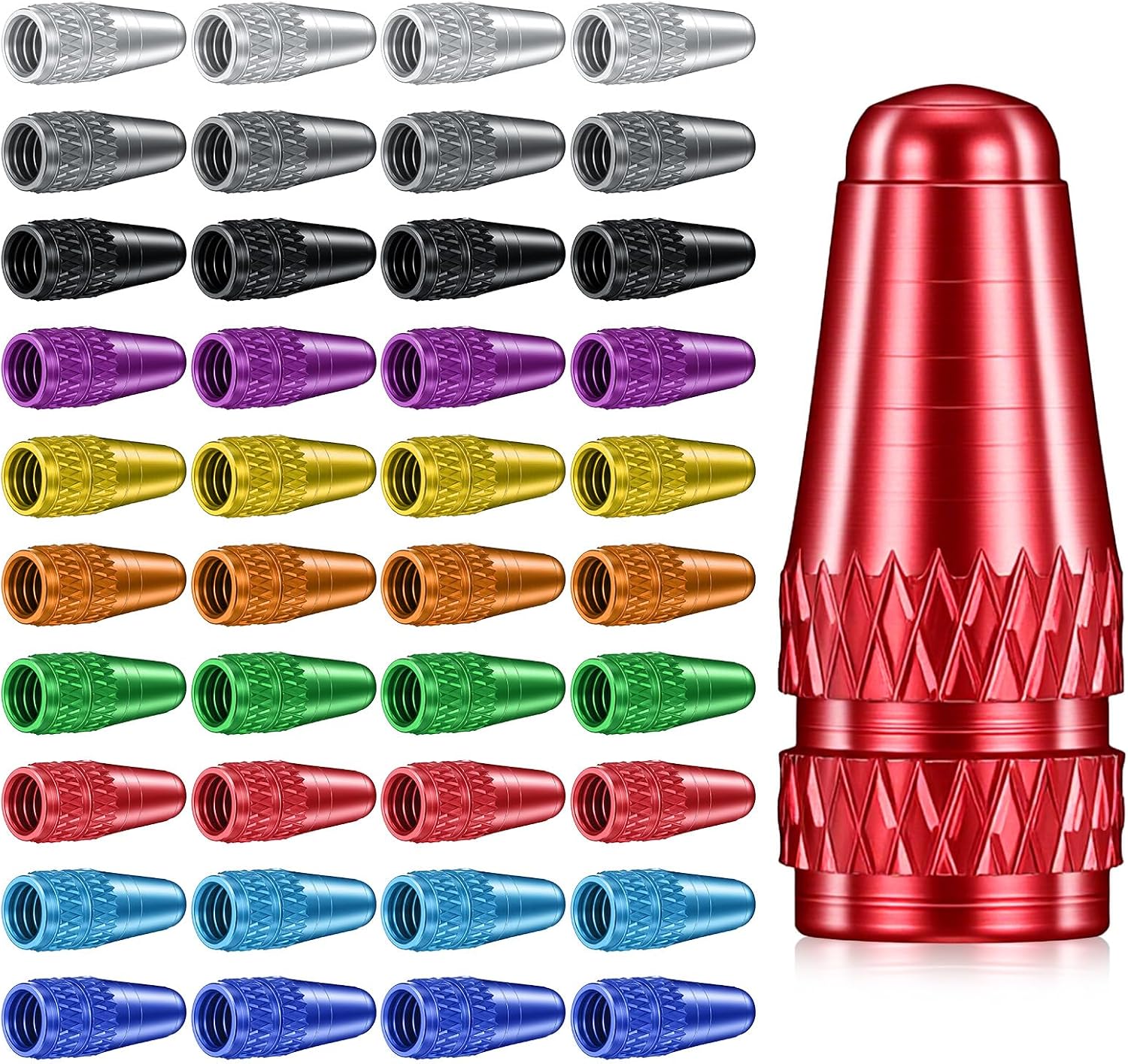 40 Pack Presta Valve Caps 10 Colors Fluorescent Aluminum Bike Tubeless Tire Caps Air Dust Stem Covers Used on Presta French Valves, Dust Caps for Bike Tyres Mtb Mountain Road Bicycle Valve Cover