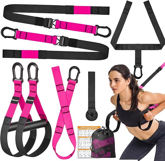 Home Resistance Training Kit, Suspension Trainer Straps with Adjustable Extension, Door Anchor, and Carry Bag Strength Training Equipment for Full