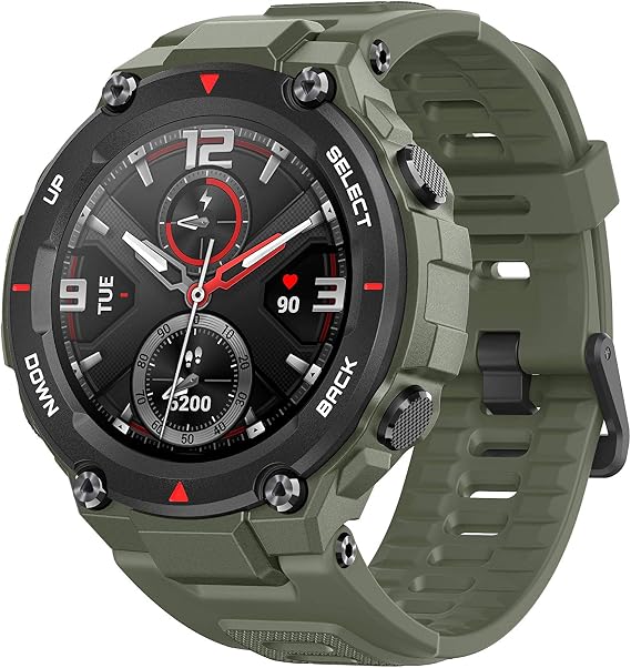 Amazfit T-Rex Smart Watch with GPS, Military Outdoor Sports Watch for Men,20-Day Battery Life, 5 ATM Water Resistant, Heart Rate Monitor, Army Green