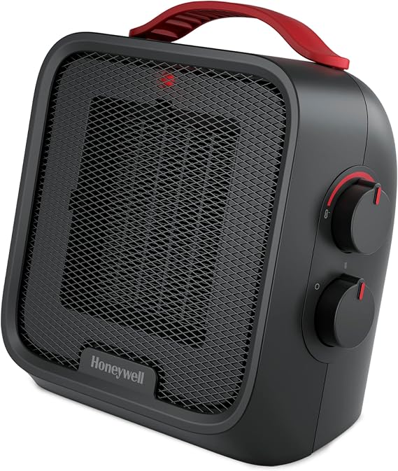 Honeywell UberHeat 5 Portable Ceramic 1500W Space Heater, Black, HEC210B | Indoor space heater for Small Rooms, Bedrooms, and Homes, Fast Heating with Tip-over Protection