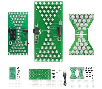 Electronic DIY Soldering Practice Learning Project,Interesting Self Soldering Assembled Electronic Hourglass KIt,LED Lights Simulate Sand Drop,Adjustable Speed (3IN1-SL)
