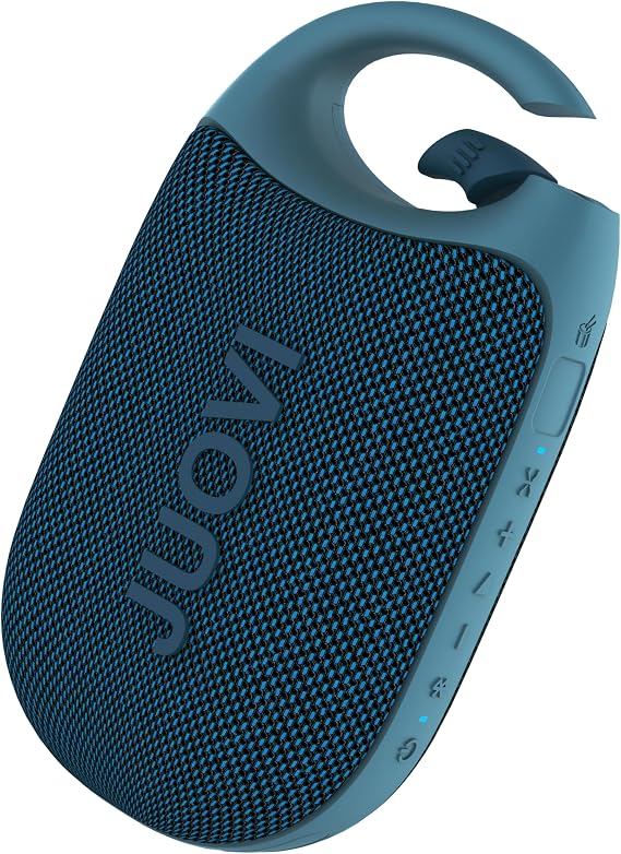 JUOVI Clip Portable Bluetooth Speaker Wireless,Stereo Sound,24H Playtime,Loud Volume,Bluetooth 5.3 Connectivity,IP68 Waterproof,Built-in Carabiner,Speaker for Beach,Room,and Outdoor Travel (Blue)