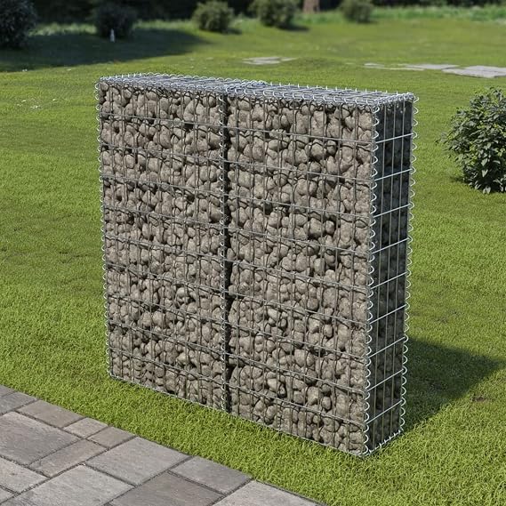 Gecheer Galvanized Steel Gabion Wall Basket 39.4 x 7.87 x 39.4 Inches with Top and Bottom Covers for Retaining Wall Landscaping